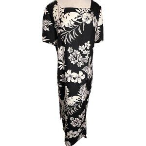 Mark Fore & Strike Women's Black & White Floral Silk Dress Size L Maxi